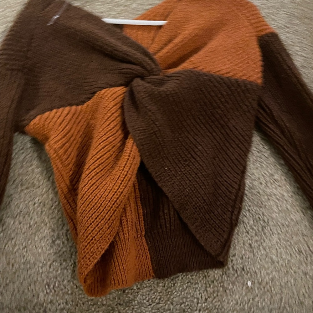 Colorblock Brown and Orange Women's Sweater